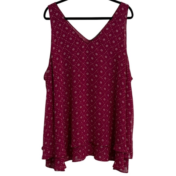 Lane Bryant Tops - Lane Bryant 2 Tiered Sleeveless Patterned Blouse 🌻